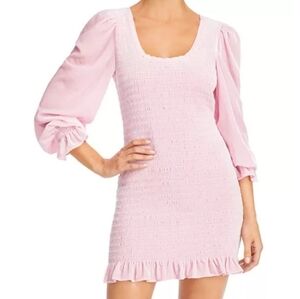 Loveshackfancy Pink Velvet Ruched Dress Size S